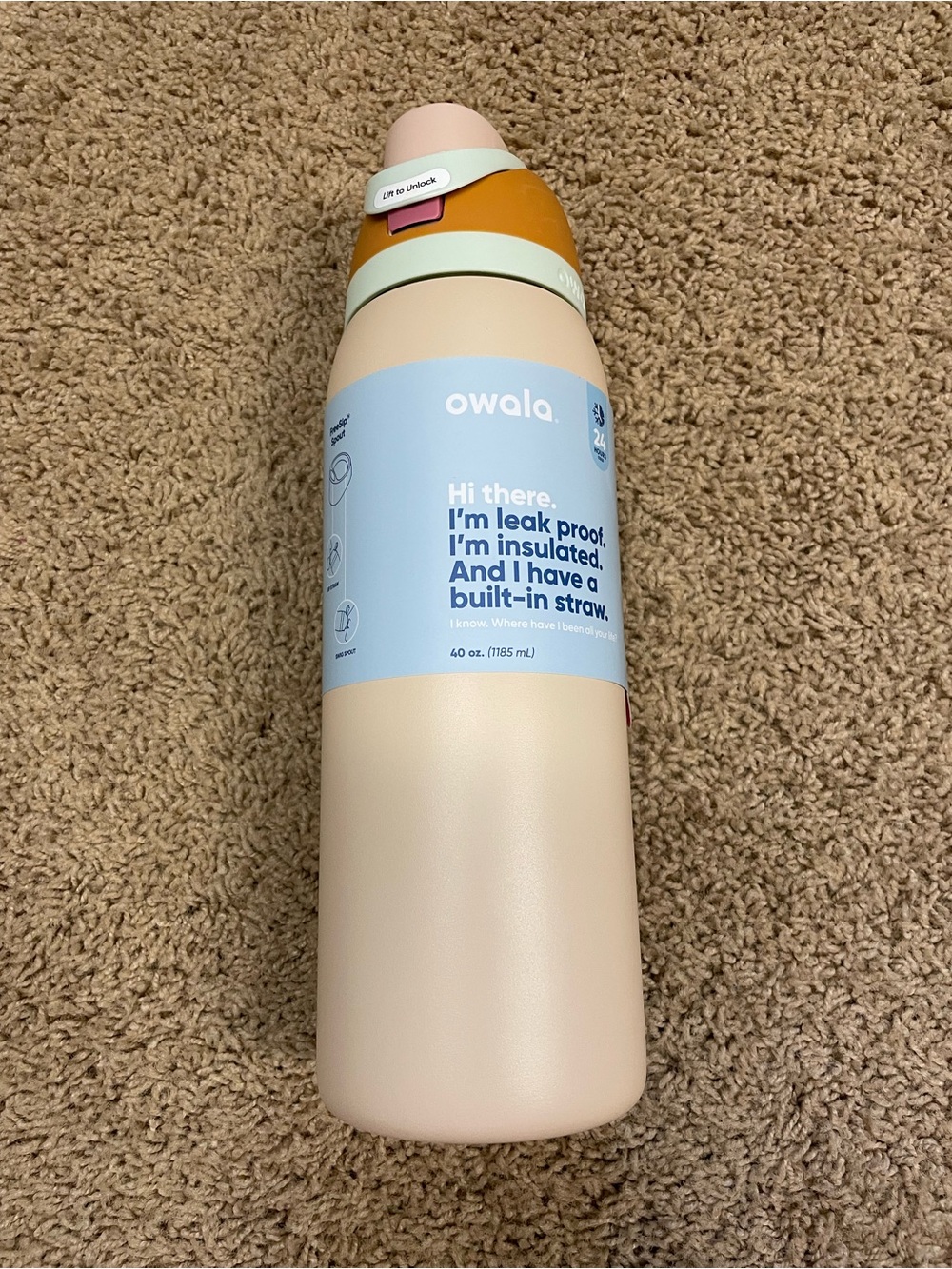 Owala 40 oz Insulated Straw Bottle - Blush Pink